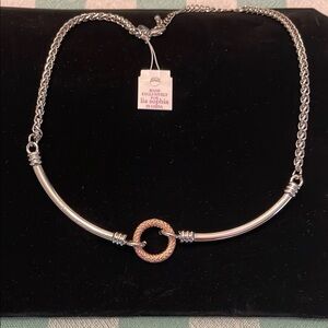 Lia Sophia Silver and Gold Necklace with Minimalist Design